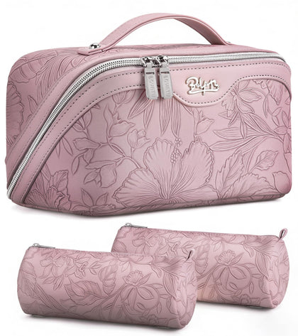 Trousse de maquillage de voyage BOYATU en cuir vegan, vue de face