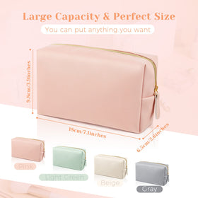 Trousse de maquillage Dunzy beige en cuir PU montrant l'intérieur spacieux