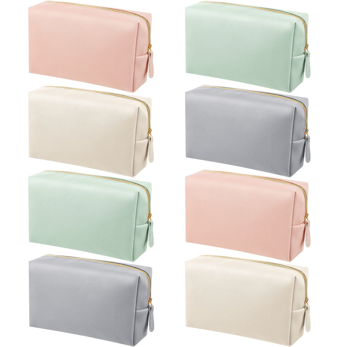 Trousse de maquillage Dunzy rose en cuir PU avec fermeture éclair dorée