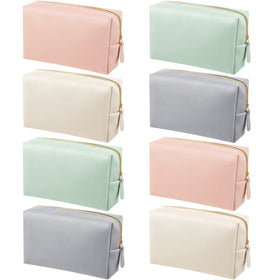 Trousse de maquillage Dunzy rose en cuir PU avec fermeture éclair dorée