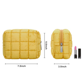 Trousse de maquillage E-Tree jaune ouverte avec accessoires de beauté à l'intérieur
