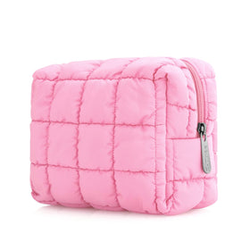 Trousse de Maquillage E-Tree modèle rose vue de face avec design matelassé