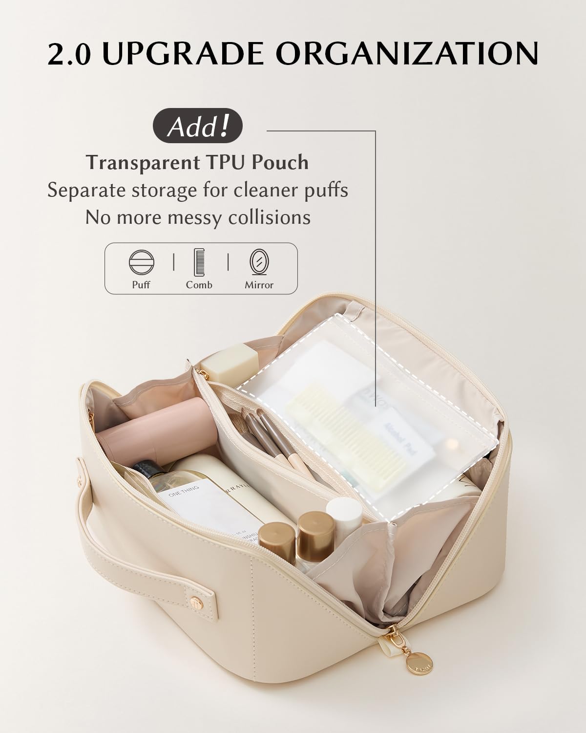 Trousse de maquillage EACHY avec divers cosmétiques rangés