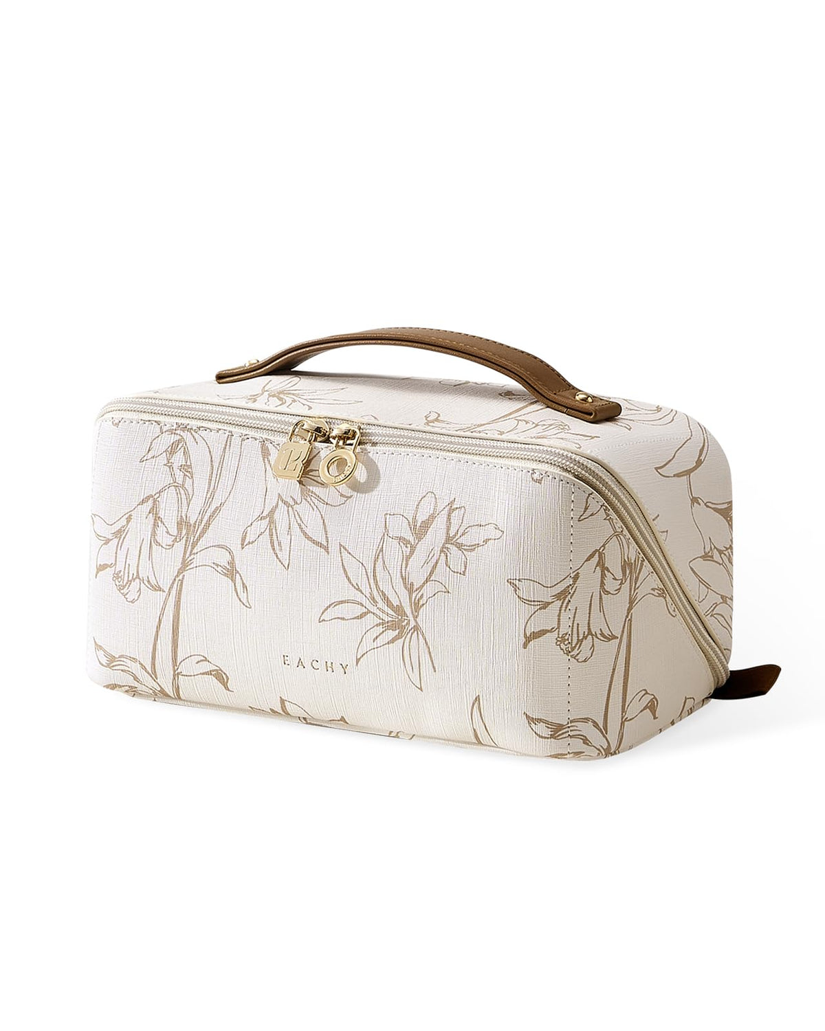 Trousse de maquillage EACHY beige vue de face avec motif floral