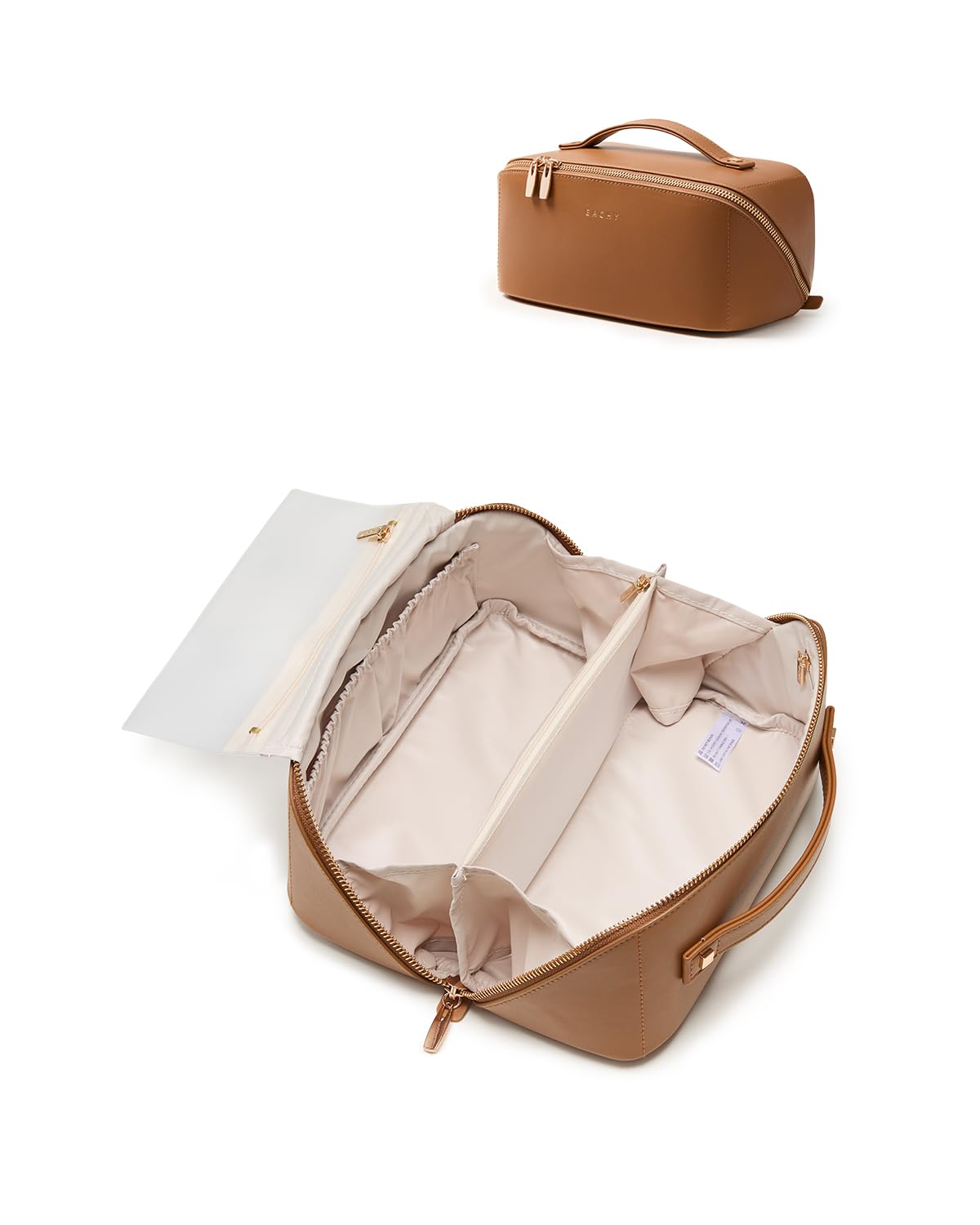 Trousse de maquillage EACHY en cuir PU jaune désert vue de face