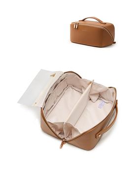 Trousse de maquillage EACHY en cuir PU jaune désert vue de face
