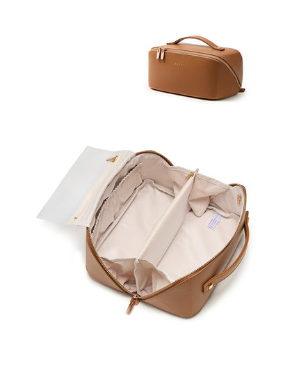 Trousse de maquillage EACHY en cuir PU jaune désert vue de face