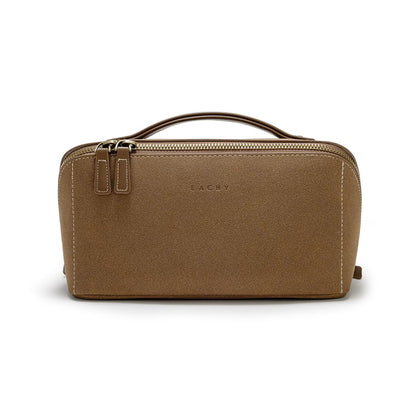 Trousse de maquillage EACHY en suédine khaki, vue de face