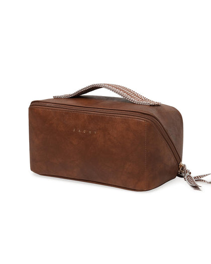 Trousse de maquillage EACHY marron vue de face avec fermeture éclair
