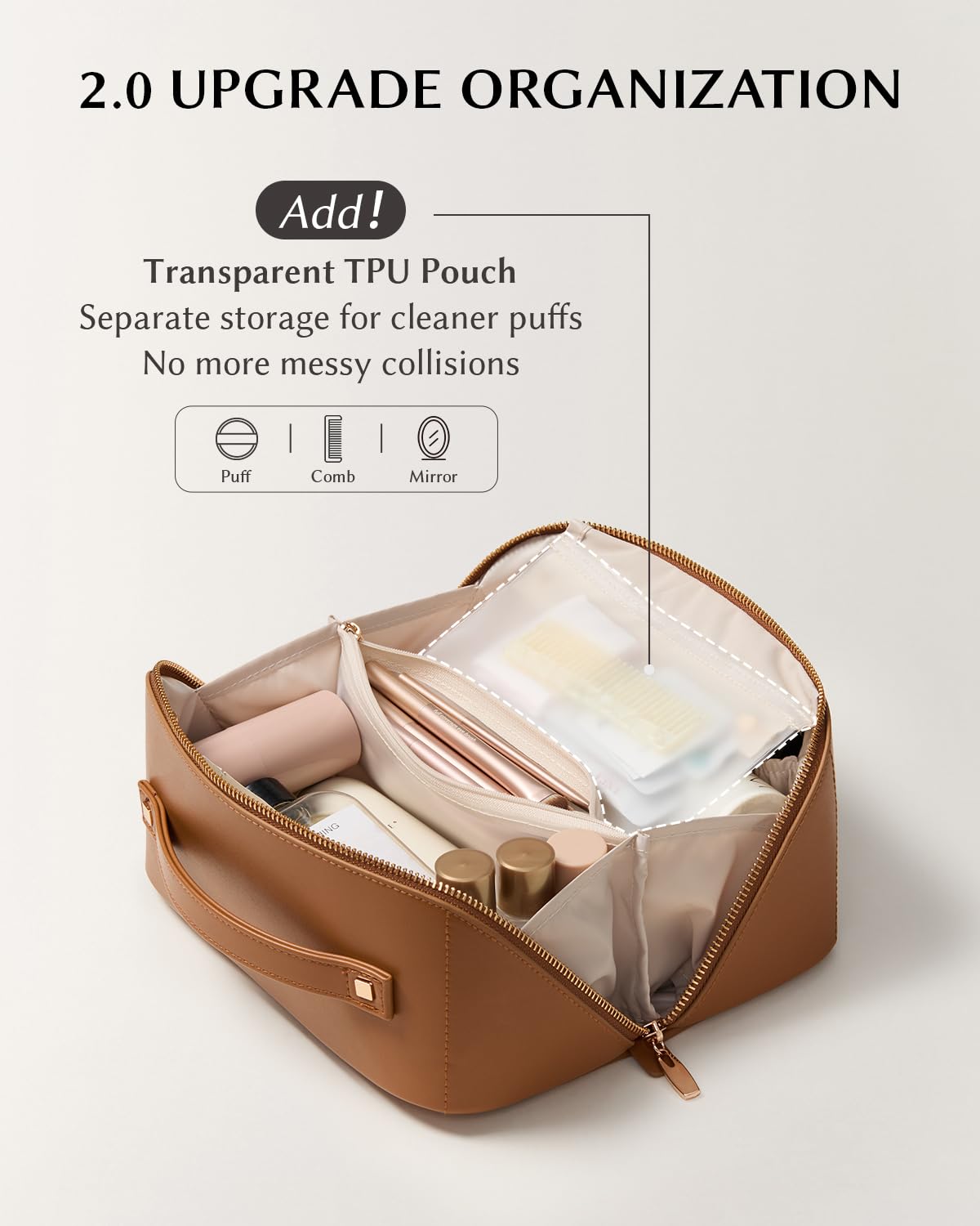 Trousse de maquillage EACHY ouverte à plat pour un accès facile