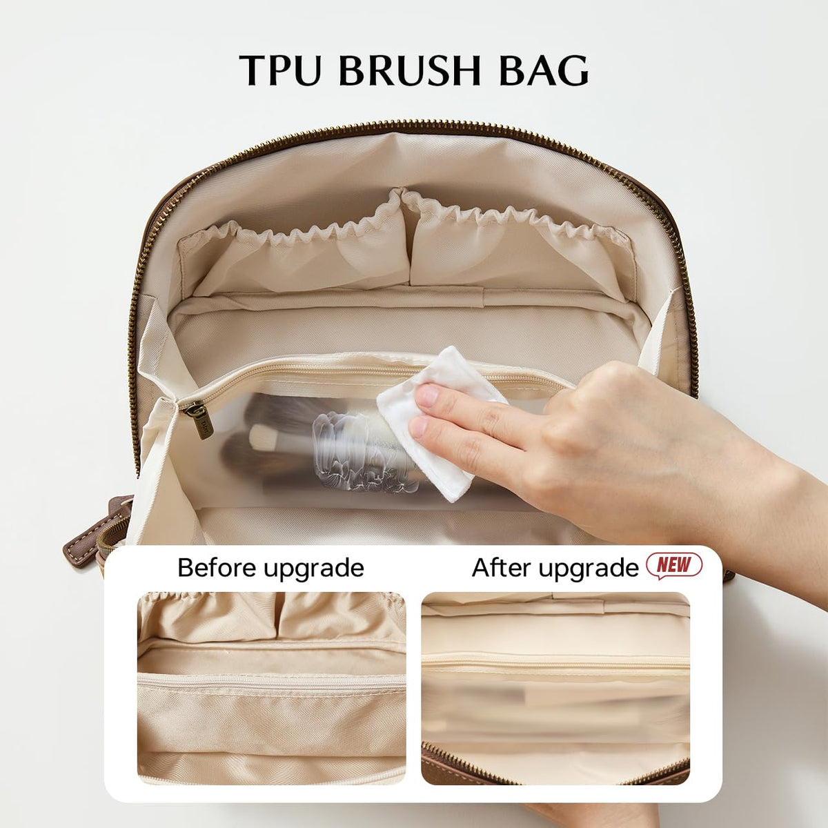 Trousse de maquillage EACHY ouverte avec pinceaux visibles