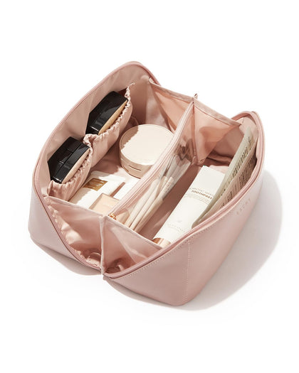Trousse de maquillage EACHY rose vue de face avec fermeture éclair