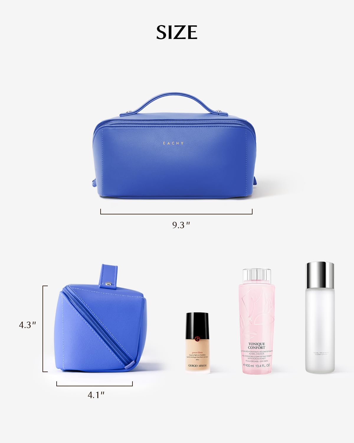 Trousse de maquillage EACHY sur une table de maquillage