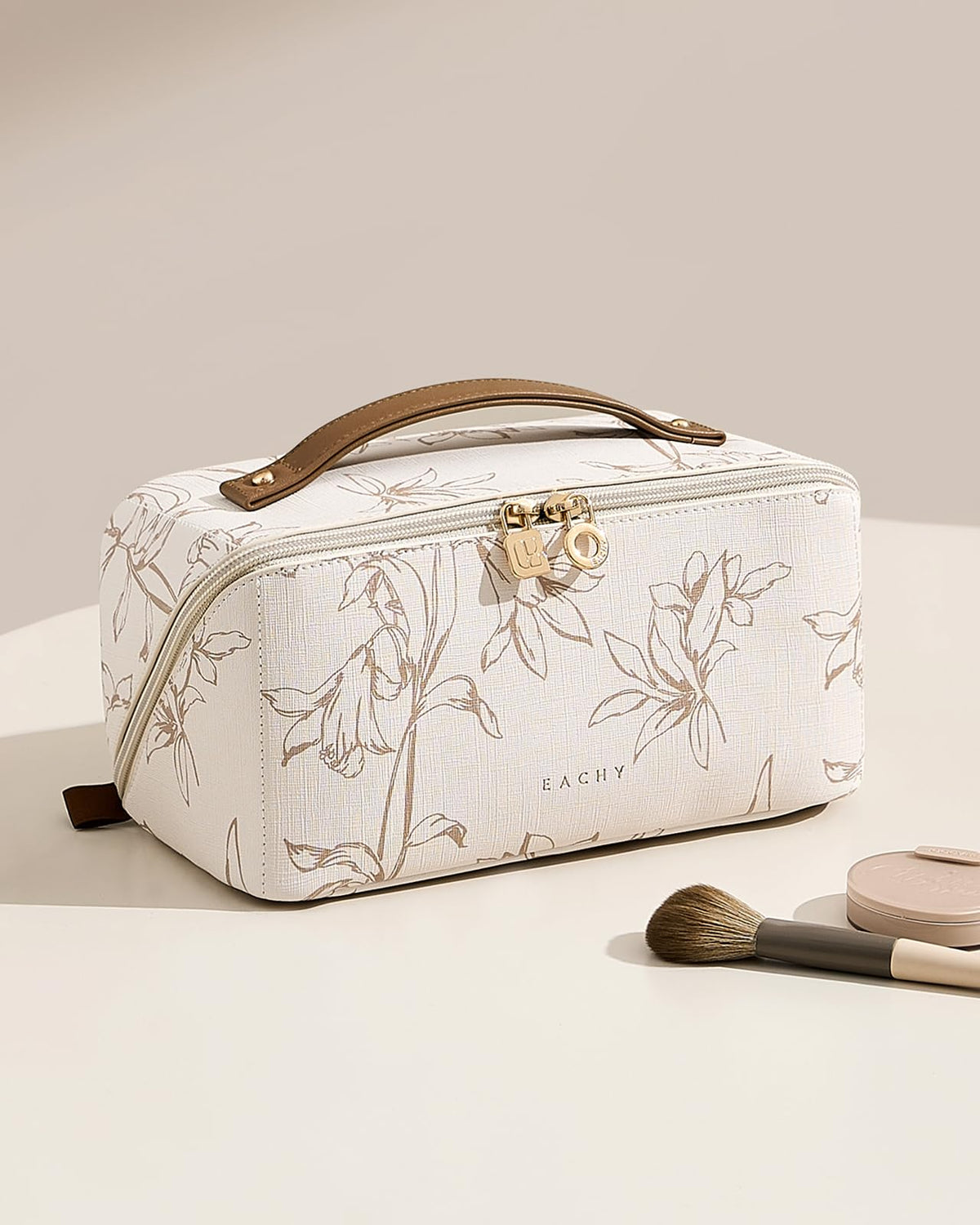 Trousse de maquillage EACHY vue latérale avec poches organisatrices