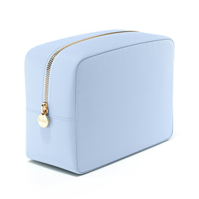Trousse de maquillage Embla grande couleur bleue avec fermeture éclair