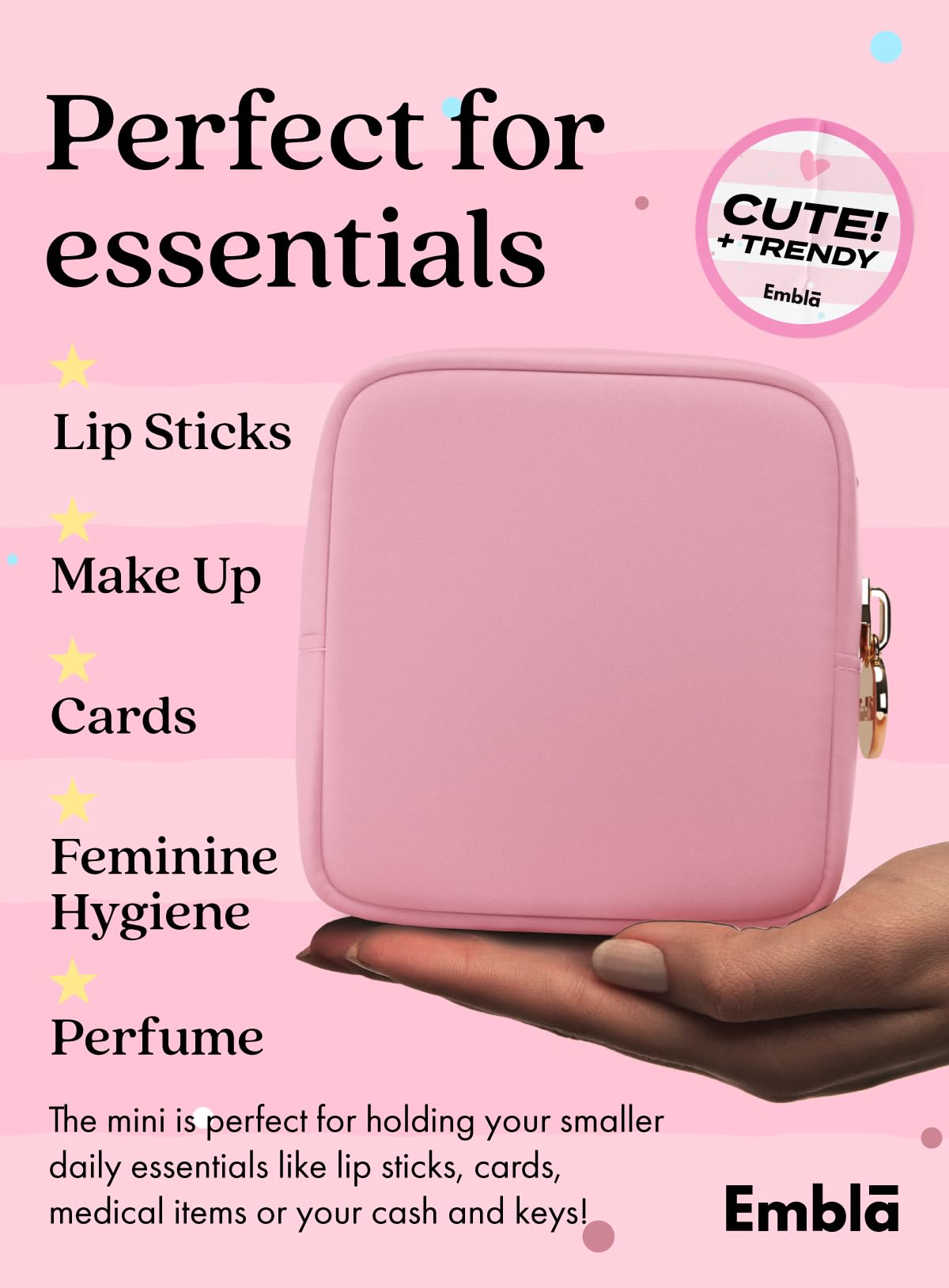 Trousse de maquillage Embla ouverte révélant son intérieur spacieux