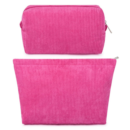 Trousse de maquillage en velours côtelé SOIDRAM rose rouge vue de face