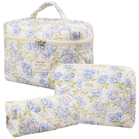 Trousse de maquillage fleurie honitty vue avant avec motifs floraux