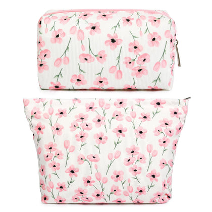 Trousse de maquillage florale SOIDRAM rose, vue avant