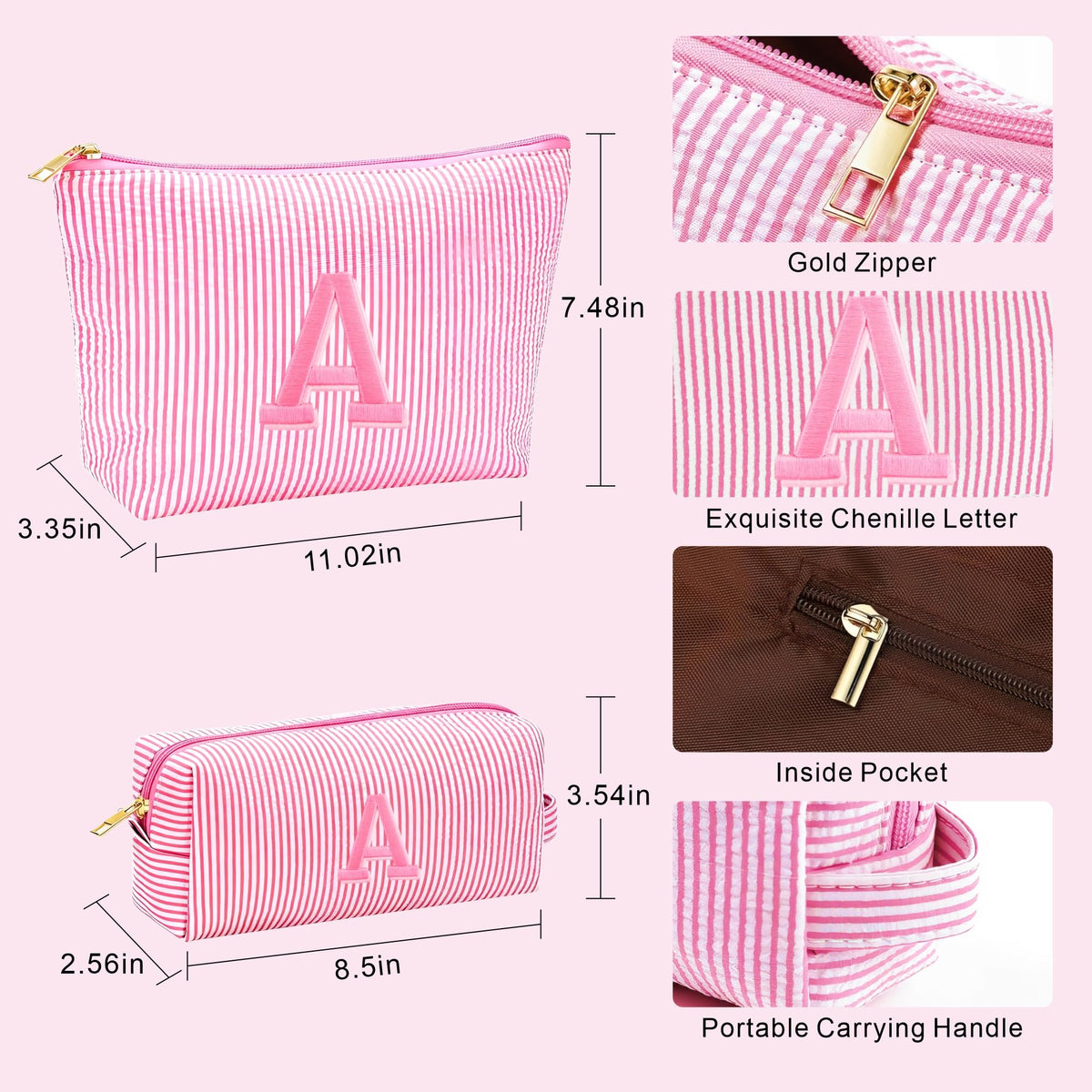 Trousse de maquillage Fohufo en rose cerisier, vue de côté