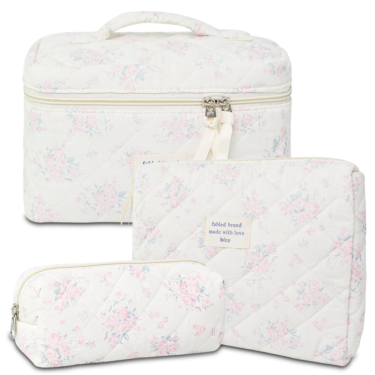 Trousse de maquillage GISMTR en coton floral, vue de face