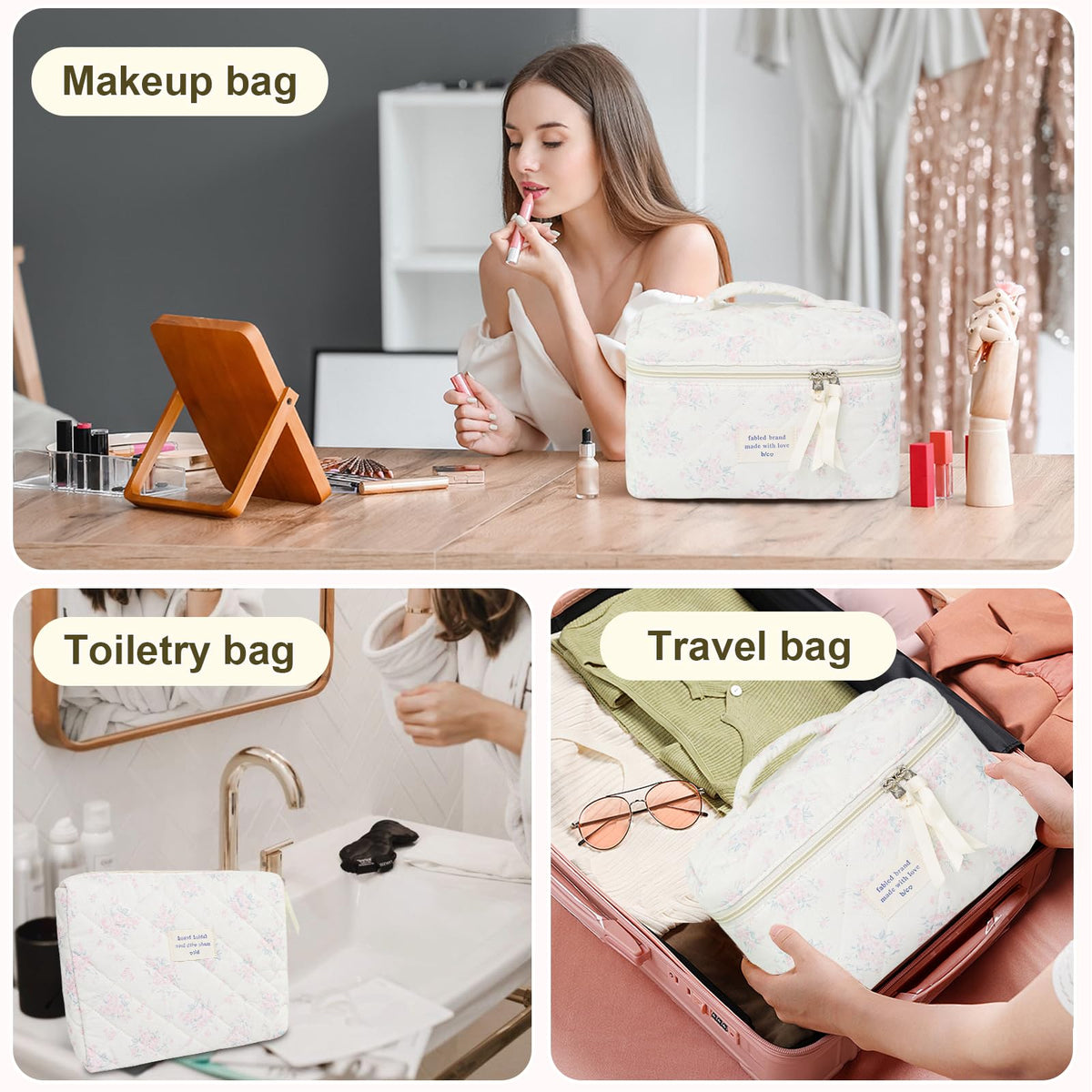 Trousse de maquillage GISMTR ouverte avec cosmétiques à l'intérieur