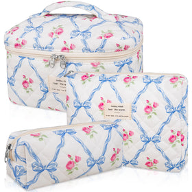 Trousse de maquillage Gosect en coton floral, vue de face