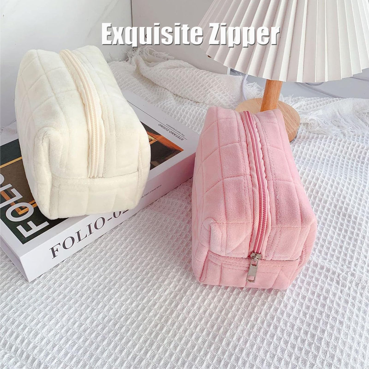 Trousse de maquillage HABUAETY ouverte avec cosmétiques à l'intérieur