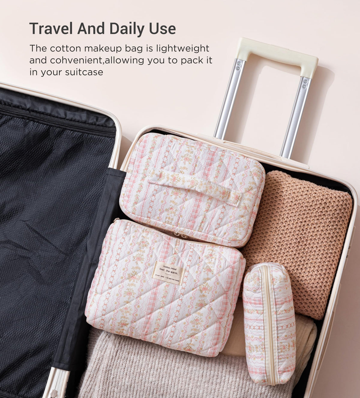 Trousse de maquillage HBselect en position verticale avec différentes tailles