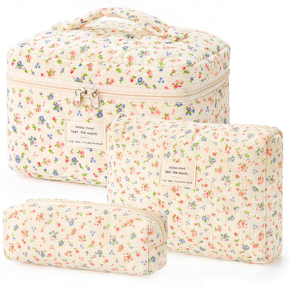 Trousse de maquillage HBselect matelassée avec motif floral vue de face