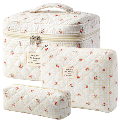 Trousse de maquillage HBselect matelassée avec motif floral, vue de face