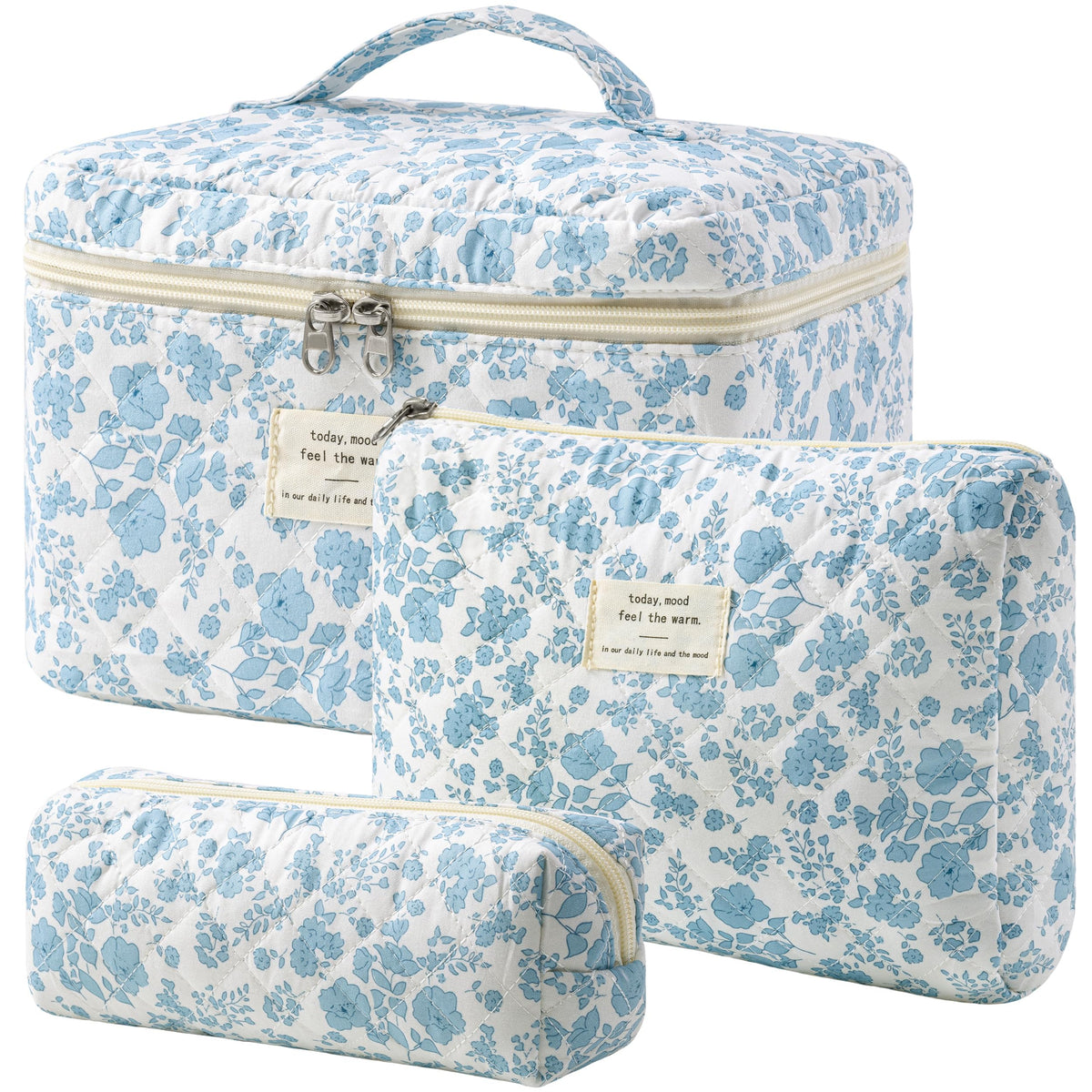 Trousse de maquillage HBselect matelassée vue de face avec motif floral