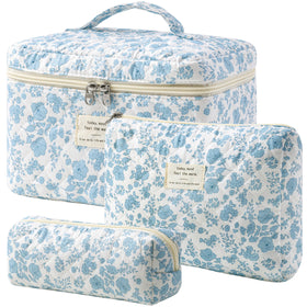 Trousse de maquillage HBselect matelassée vue de face avec motif floral