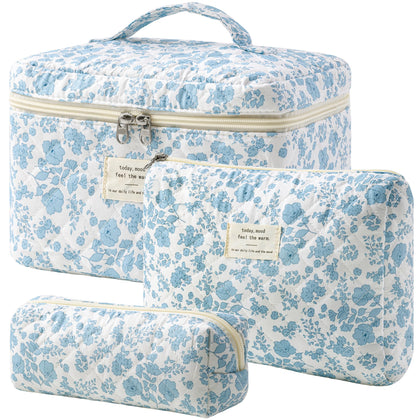Trousse de maquillage HBselect matelassée vue de face avec motif floral