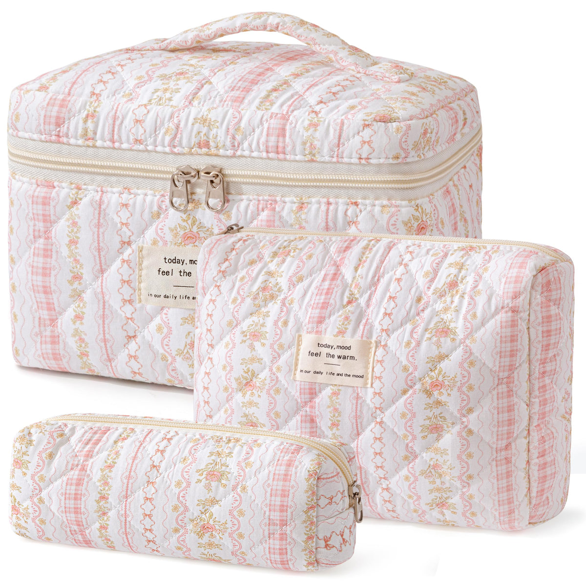 Trousse de maquillage HBselect matelassée vue de face avec motif floral