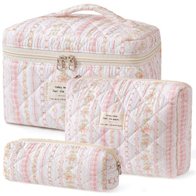 Trousse de maquillage HBselect matelassée vue de face avec motif floral