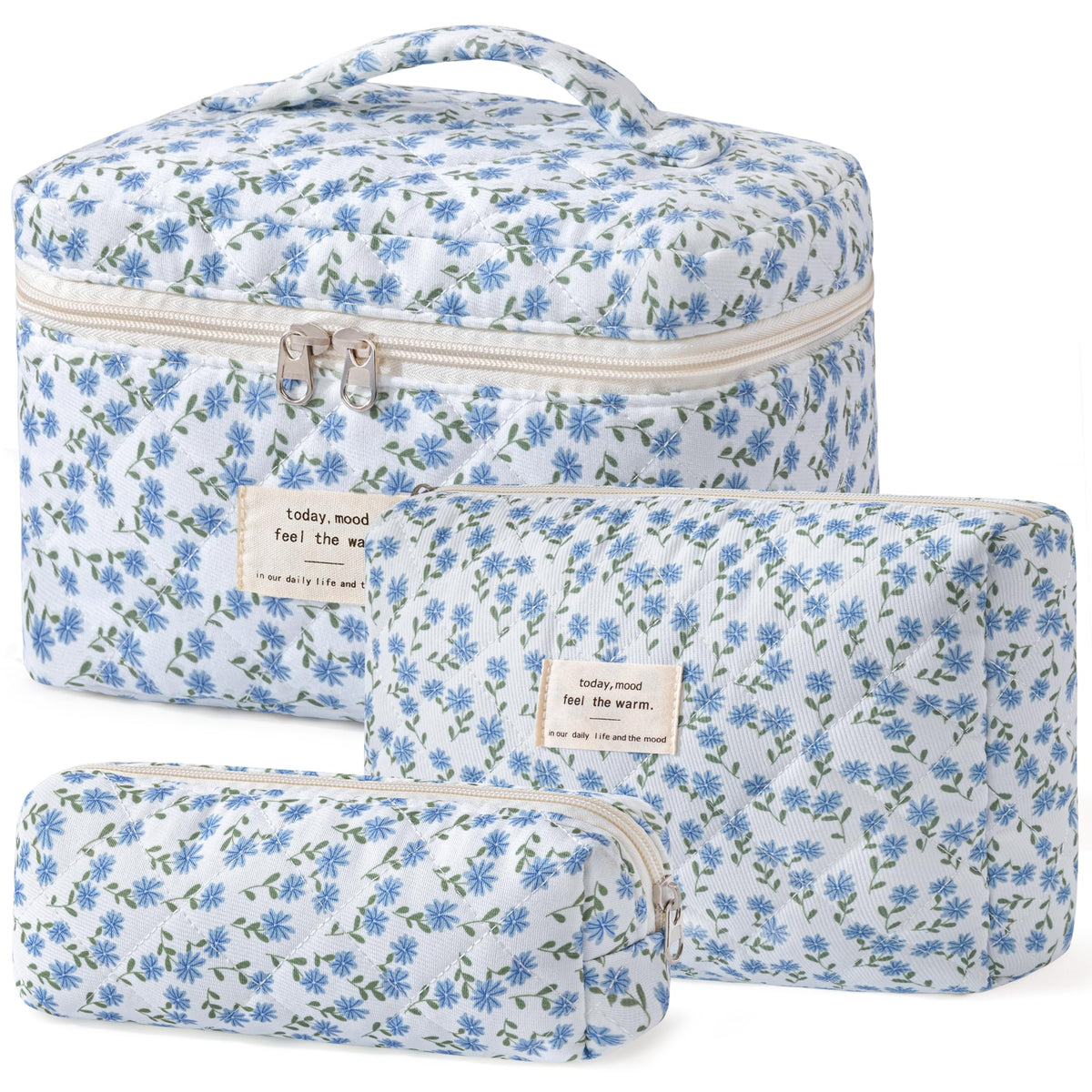 Trousse de maquillage HBselect matelassée vue de face avec motif floral