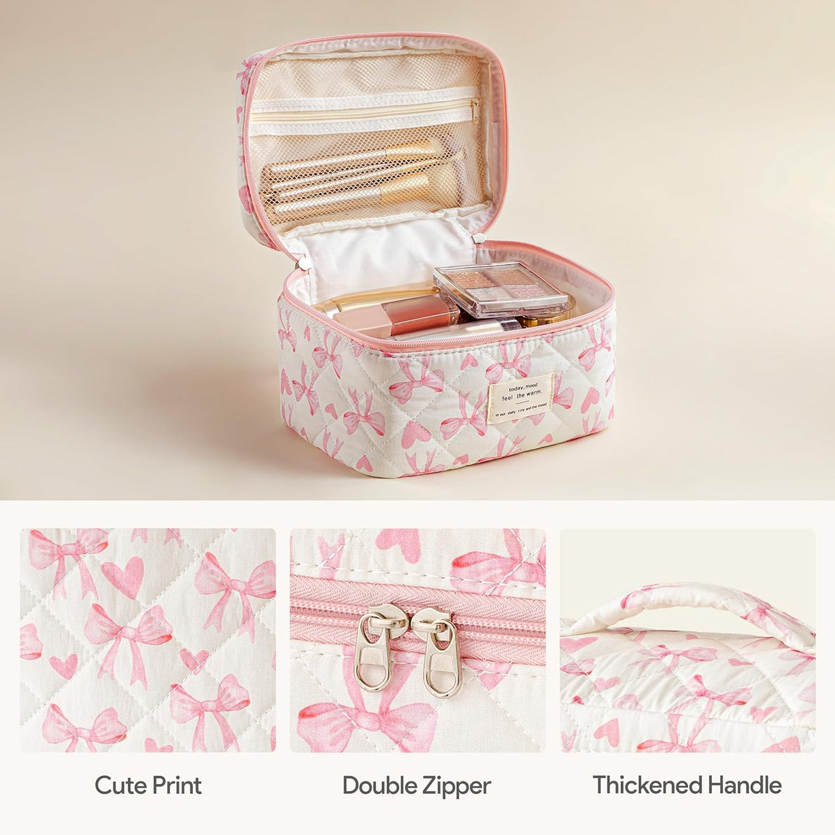 Trousse de maquillage HBselect vue de côté avec double zip en alliage