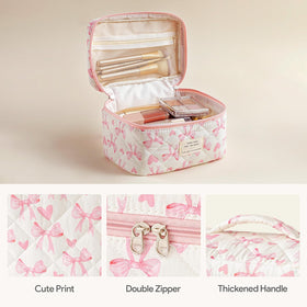 Trousse de maquillage HBselect vue de côté avec double zip en alliage