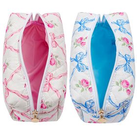 Trousse de maquillage HHQQWZ bleue avec nœud, vue latérale