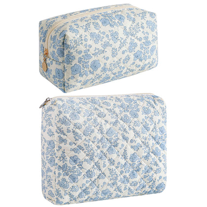 Trousse de maquillage HHQQWZ bleue florale vue de face
