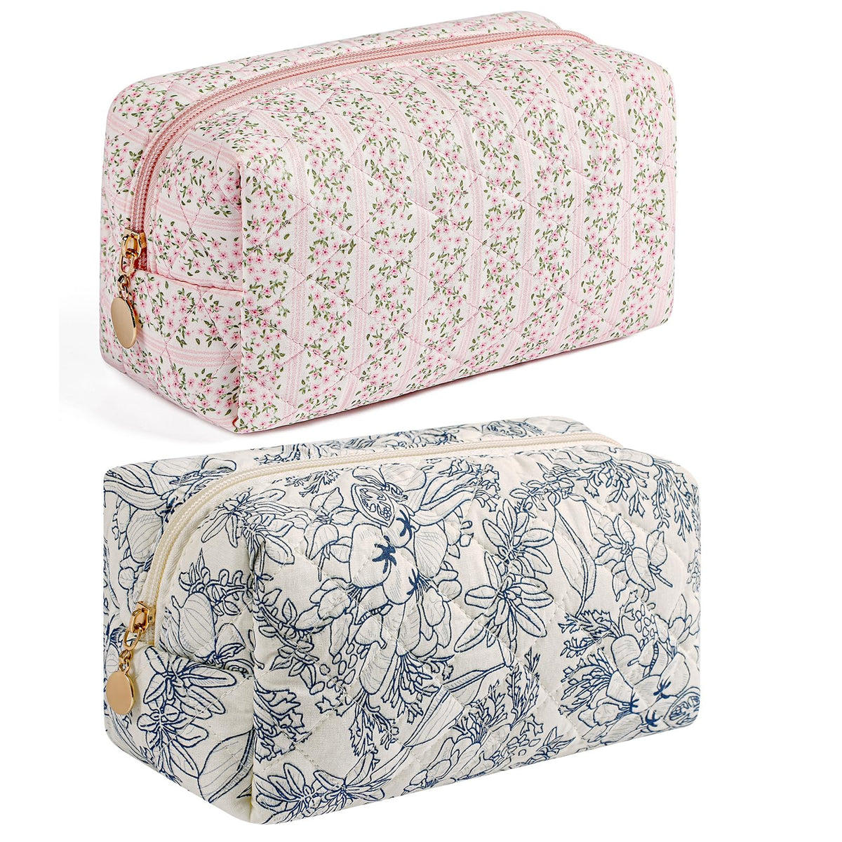 Trousse de maquillage HHQQWZ florale vue avant avec fermeture éclair