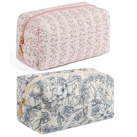 Trousse de maquillage HHQQWZ florale vue avant avec fermeture éclair