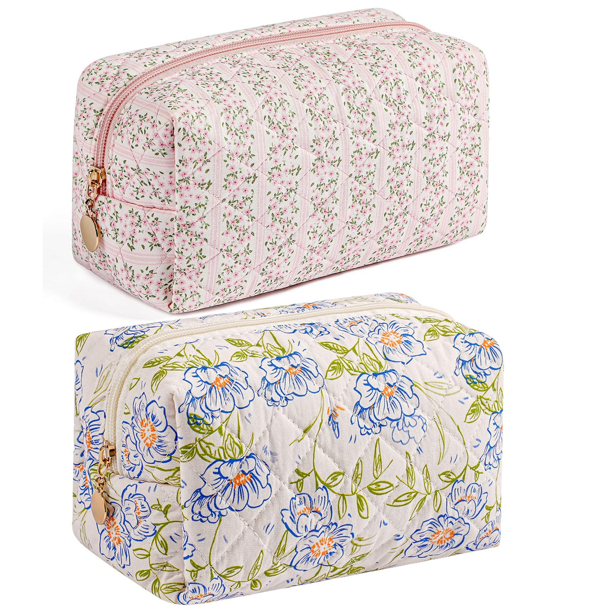 Trousse de maquillage HHQQWZ modèle fleurs bleues vu de face