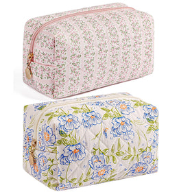 Trousse de maquillage HHQQWZ modèle fleurs bleues vu de face