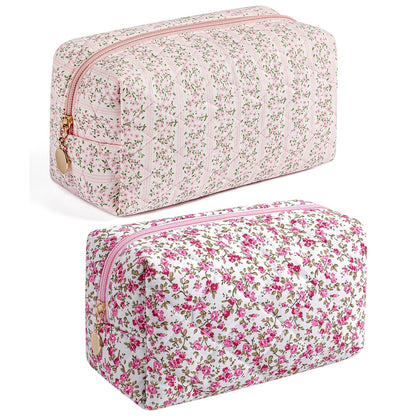 Trousse de maquillage HHQQWZ rose à fleurs vue de face