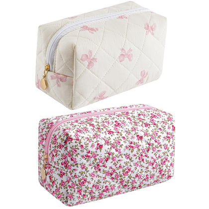 Trousse de maquillage HHQQWZ rose à motif floral, vue de face