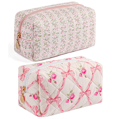Trousse de maquillage HHQQWZ rose avec design floral vue avant