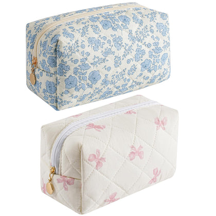 Trousse de maquillage HHQQWZ vue avant modèle floral bleu