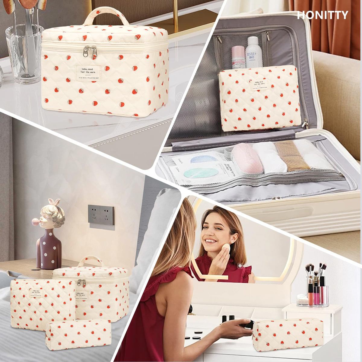 Trousse de maquillage honitty avec ses trois tailles différentes